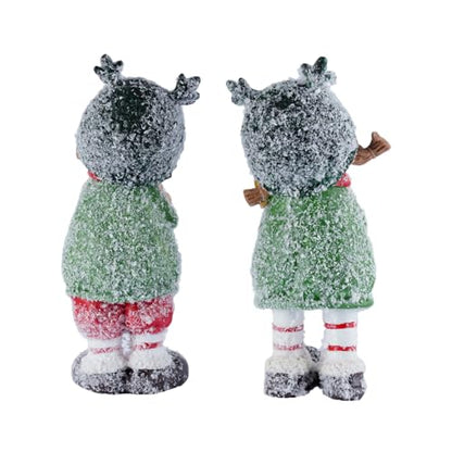 Charming Winter Figurines Set of 2 Christmas Boy and Girl Statues