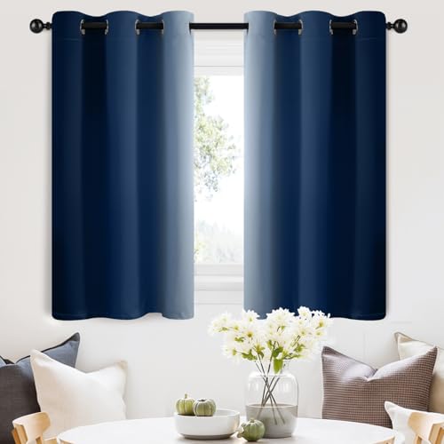 SimpleHome Ombre Blue to Grey White Curtains for Living Room 42Wx36L - color: Blue, size: 42"W x 36"L (Pack of 2)