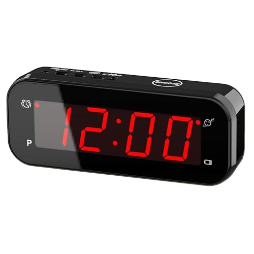 KWANWA 2-in-1 LED Digital Alarm Clock with Indoor Thermometer - size: Red Digital Display