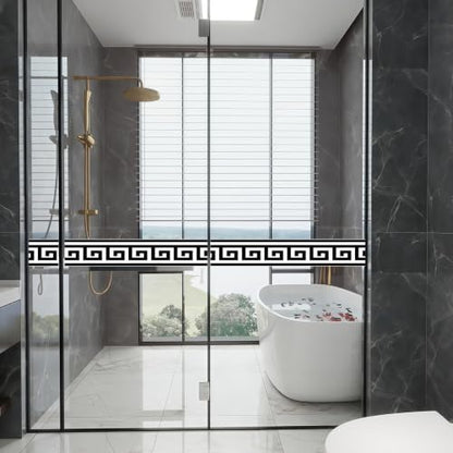 Greek Key Peel and Stick Wallpaper Border, 4.7 in x 16.4 ft - color: Black/White, size: 4.7" x 196.8"