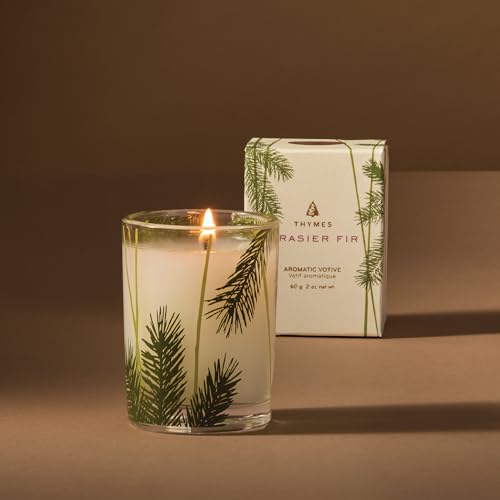 Thymes Frasier Fir Pine Needle Candle – Holiday Candles for Home Scented with Notes of Crisp Siberian Fir, Cedarwood & Sandalwood – Christmas Decor (2 oz) (Pack of 2) - size: 2 oz (Pack of 2)