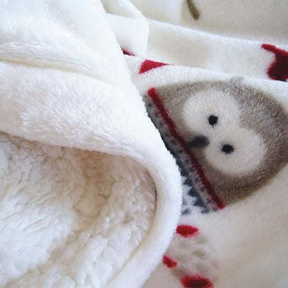 UKELER Flannel Sherpa Throw 60'' x 50''- Owl Printed Soft Plush Flannel Blanket Throws for Bed/Couch/Sofa/Office/Camping - color: A-owl, size: 50''x60''