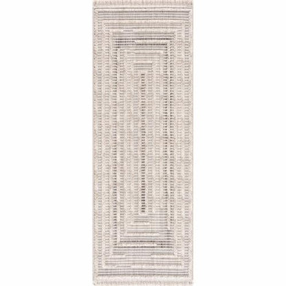Hauteloom Lyre Hallway, Kitchen Runner Rug - Geometric, Solid & Striped - Charcoal, Cream, Beige - 2'7" x 10' - color: Charcoal, Cream, Beige / Lunao, size: 2'7" x 10' (Runner)