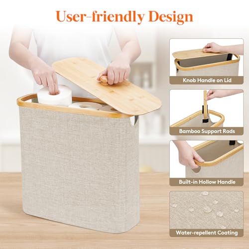 Lifewit Toilet Paper Storage Holder, Extra Large Stand Basket, 30L, Beige - color: Beige, size: 30L