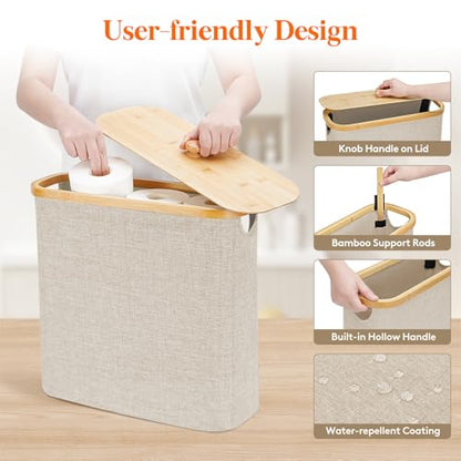 Lifewit Toilet Paper Storage Holder, Extra Large Stand Basket, 30L, Beige - color: Beige, size: 30L