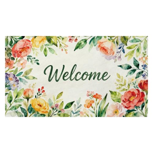 Summer Door Mat,30" Colorful Summer Welcome Mat,Thick Rubber Backing-Gift