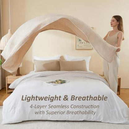EMME Muslin Cotton Blanket Adults Heather Beige Throw XL 50"x70" - color: 03 - Beige, size: Large Throw (50" X 70")