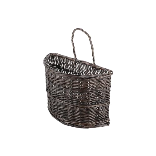 Wicker Wall Hanging Storage Basket, Small Black Half Moon - color: Black, size: Sector