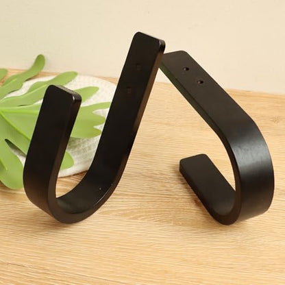 2 Pack Curtain Tiebacks Wood Curtain Holdbacks U Shaped Curtain Hooks Curtain Tie Backs Wall Mount Curtain Holder Curtain Pull Backs Tie Backs for Curtains (Black, 2) - color: Black