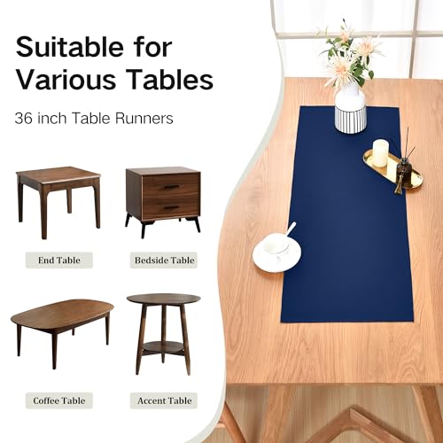 Farmhouse Navy Blue Table Runner Small Short Table Runners 36 Inches Coffee Table Runner for Dresser Living Room Bedroom Holiday Party Banquet 12X36 Inch - size: 12X36 Inch