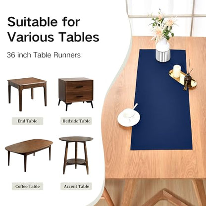 Farmhouse Navy Blue Table Runner Small Short Table Runners 36 Inches Coffee Table Runner for Dresser Living Room Bedroom Holiday Party Banquet 12X36 Inch - size: 12X36 Inch
