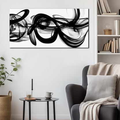 Black And White Abstract Canvas Wall Art For Bedroom Office Living Room - color: Black, size: 40"L x 20"W