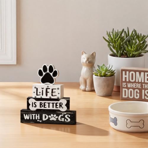 Smile Rustic Pet Stackable Wooden Blocks Tiered Tray Decor - style: Pet Dog