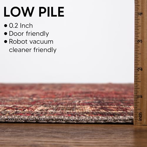 Keen Home Design Vintage Washable Entryway Rug, Non-Slip Low Pile, 2x3 - color: Red/Brown, size: 2' x 3' (Rectangular)