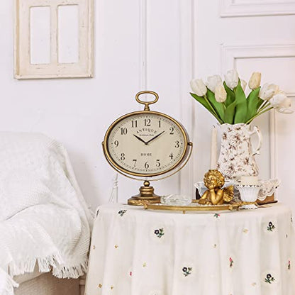 NIKKY HOME Mantel Clock, Gold Vintage Table Clock Silent-Non-Ticking