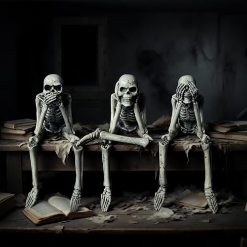 Halloween See Hear Speak No Evil Skeletons Statues,3PCS/7.5 INCH - color: No-evil