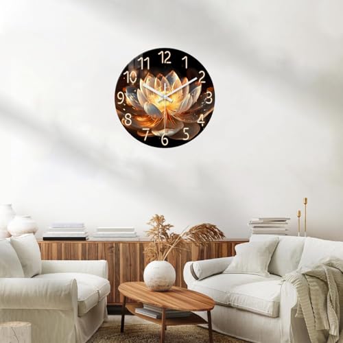 XFM Large Lotus Flower Wall Clock 20 inch Round Silent - color: Lotus Flower, size: 20 Inch
