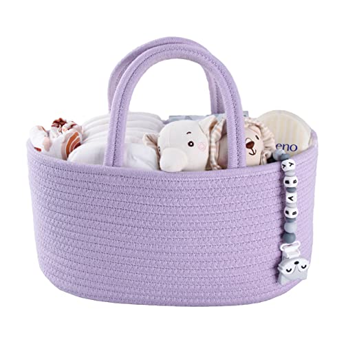 XUANGUO Cotton Rope Baby Diaper Caddy Organizer for Girls Purple Lavender - color: Purple, size: Regular