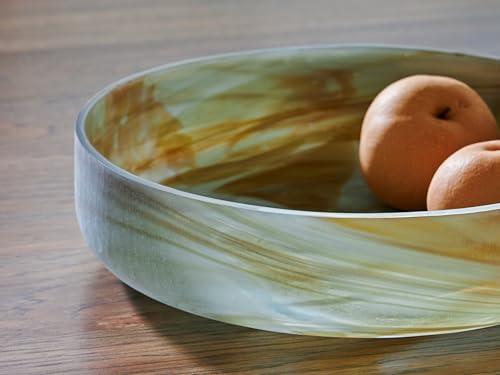 Signature Design by Ashley Large Round Glass Decorative Bowl, Sage Green