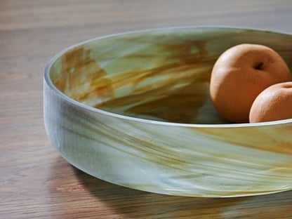 Signature Design by Ashley Large Round Glass Decorative Bowl, Sage Green