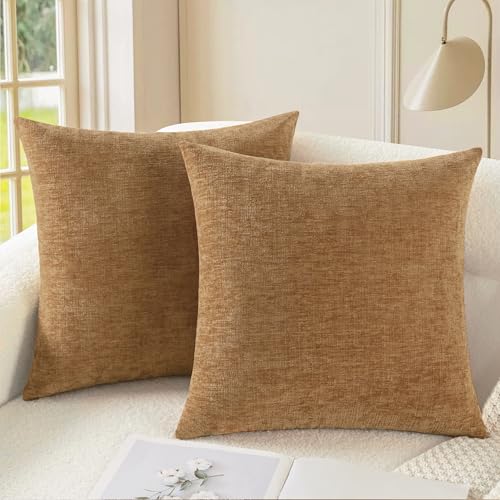 CaliTime Decorative Couch Throw Pillow Covers 16 X 16 Inches Apricot Brown - color: Apricot Brown, size: 16" x 16" (Pack of 2)