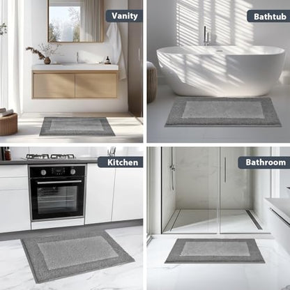 anllugs Bathroom Rugs U-Shaped, 20" x 24" Soft Bath Rugs, Grey & Dark Grey - color: Grey & Dark Grey, size: 20" X 24"