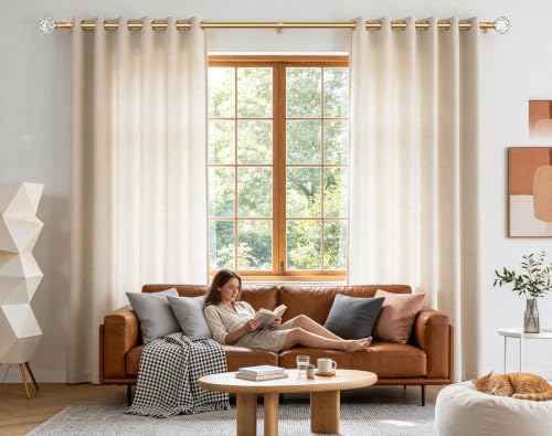 KAMANINA Gold Curtain Rods for Windows 48-84 Inches Heavy Duty Drapery Rod - color: Gold, size: 48-84"(2 pack)