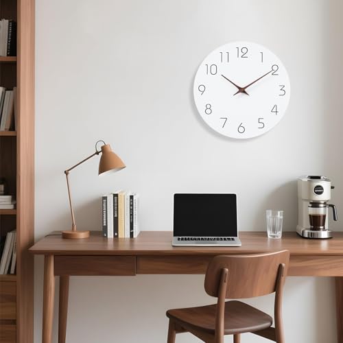 Mosewa Wall Clock Battery Operated 8" Silent Non-Ticking Simple(White) - color: A_white, size: 8 Inch