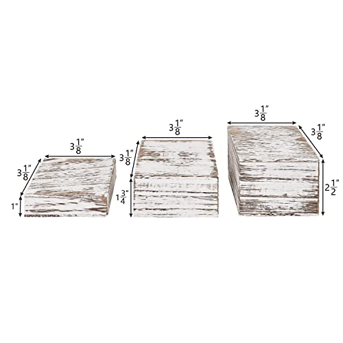 MOOCA Wooden Display Risers Set - 3 Different Height Stands, Antique White - color: Antique White