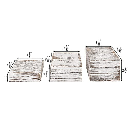 MOOCA Wooden Display Risers Set - 3 Different Height Stands, Antique White - color: Antique White