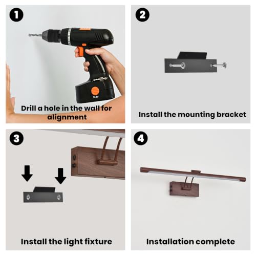 Battery Operated Picture Light for Wall,Walnut Finish 23.6-Inch - color: Walnut Finish, size: 23.6 Inch