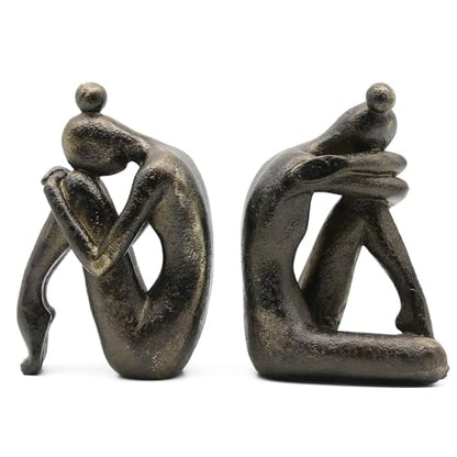 Lukitas Unique Decorative Girl Thinker Bookends, Book Holder, Resin 6.5'' - color: Bronze