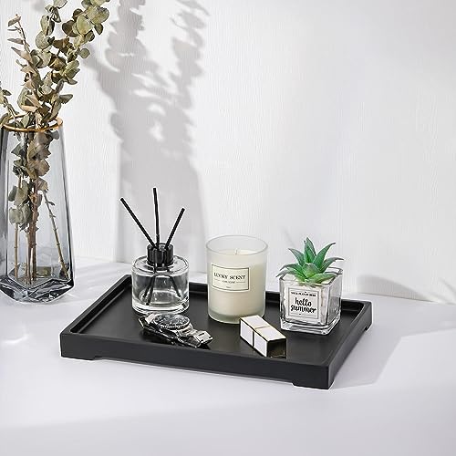 Luxspire Marble Tray for Soap Dispenser Perfume Jewelry, L, Matte Black - color: C - Black, style: Large