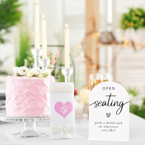 Acrylic Wedding Sign Wedding Signs for Ceremony Open Seating Sign for Wedding Modern Calligraphy Arch Acrylic Table Top Sign for Wedding Reception and Event Party Table(white） - color: Open Seating