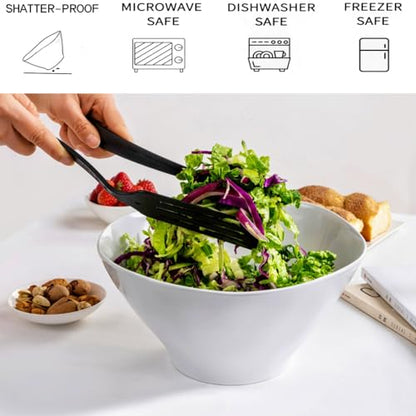10" Salad Bowls, 114 oz. Unbreakable Plastic Serving Bowls for Salads, Fruits, Entertaining, Dinner Parties, Microwave & Dishwasher Safe, BPA-free, Set of 2