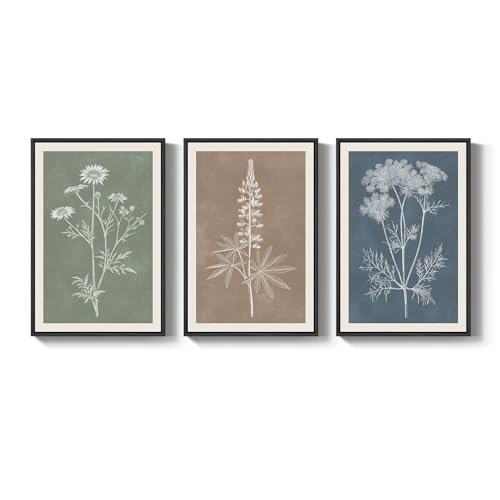 Large Framed Boho Botanical Wall Art for Living Room, 3 Piece 24x36 In - color: Muted Earth, size: 24" W x 36" H x 3Pcs