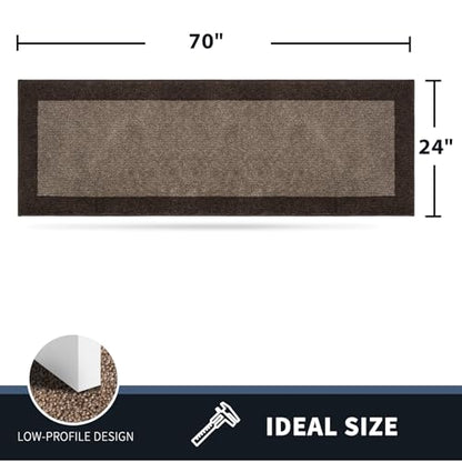 PURRUGS Hallway Runner Rug, 24" x 70", Grayish Brown & Coffee - color: Grayish Brown & Coffee, size: 24" X 70"