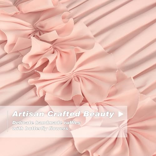 Homechoice Decor Peach Pink Blackout Curtains with Butterfly Flower - color: Peach Pink, size: 54"W x 84"L (Pack of 2)