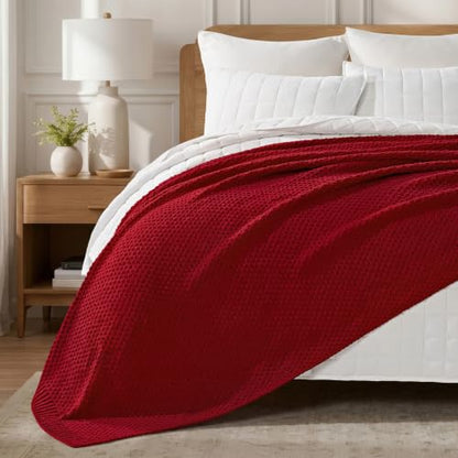 EVERGRACEHOME Chunky Chenille Knit Throw Blanket, 90 x 90, Classic Red - color: Classic Red, size: 90" X 90"
