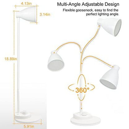 BOHON LED Desk Lamp with USB Charging Port, 3 Color Modes Dimmable, White - color: White