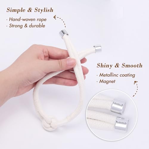 NICEEC 2 Pack Natural Cotton Rope Curtain Tiebacks Elegant Boho Style Magnetic Drape Tie Backs Soft Hand-Woven Rope Curtain Holdbacks for Home & Office Drapery (Cotton knot-05) - color: Cotton Knot-05, size: 2 Pack