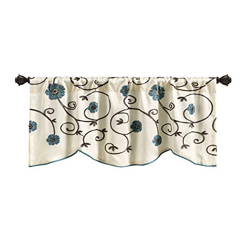 Lush Decor Royal Garden Valance Floral Window Kitchen Curtain (Single), 42”W x 18"L, Blue - size: 42"W x 18"L (Pack of 1)