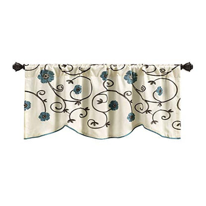 Lush Decor Royal Garden Valance Floral Window Kitchen Curtain (Single), 42”W x 18"L, Blue - size: 42"W x 18"L (Pack of 1)