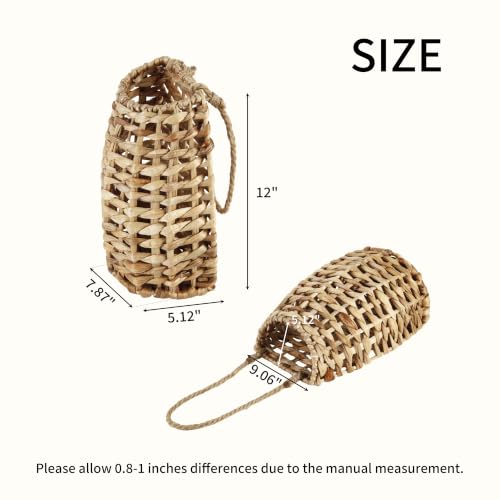 Woven Water Hyacinth Hanging Basket Door Hanging Basket Wall for Home Garden Farmhouse (Water Hyacinth) - color: Water Hyacinth