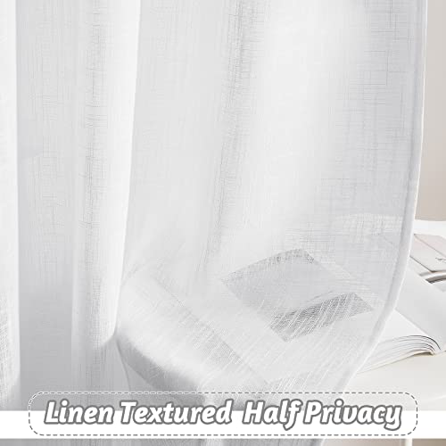 RYB HOME Semi Sheer Curtains 63 inches Length for Living Room Living Room - color: White, size: 52"W x 63"L (Pack of 2)