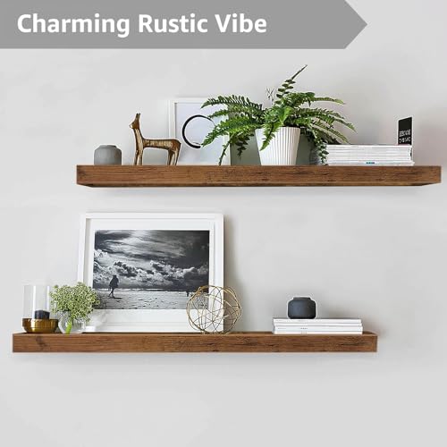 QEEIG Long Floating Shelves for Wall (Brown, Set of 2, 39.4") - color: A. Brown, size: 39.4"