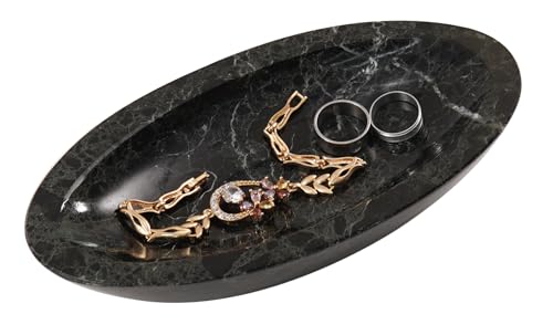 Radicaln Marble Jewelry Dish 7 Inches Handmade Black Trinket Tray - color: Black