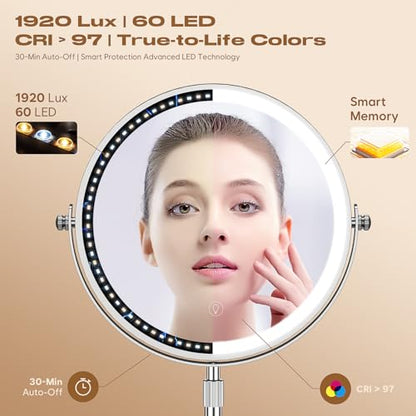 Dienmern Makeup Mirror, 1X/20X Rechargeable Vanity Mirror with Lights - color: Chrome