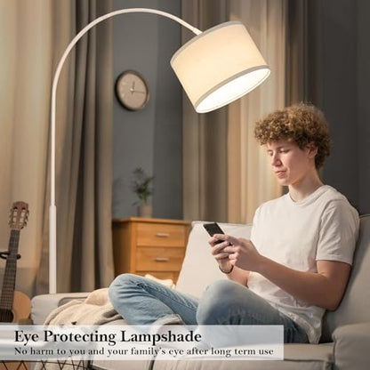 Arc Floor Lamp, White Standing Light with Adjustable Head and Pedal Switch - color: White