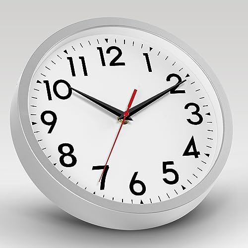 DAXSMY 12 Inch Wall Clock, Battery Operated Silent Non Ticking - color: B-silver, size: 12"